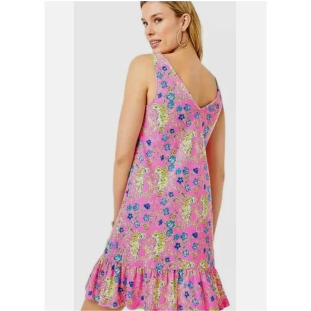 Lilly Pulitzer‎ Camilla Swing Dress Prosecco Pink Tigress XXS Sleeveless Vneck - Picture 3 of 8